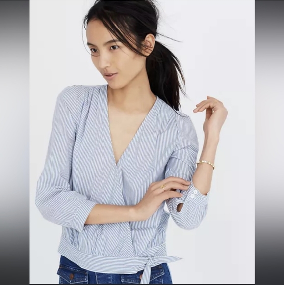 Madewell Wrap Top in Albury Stripe size xs - Picture 5 of 5